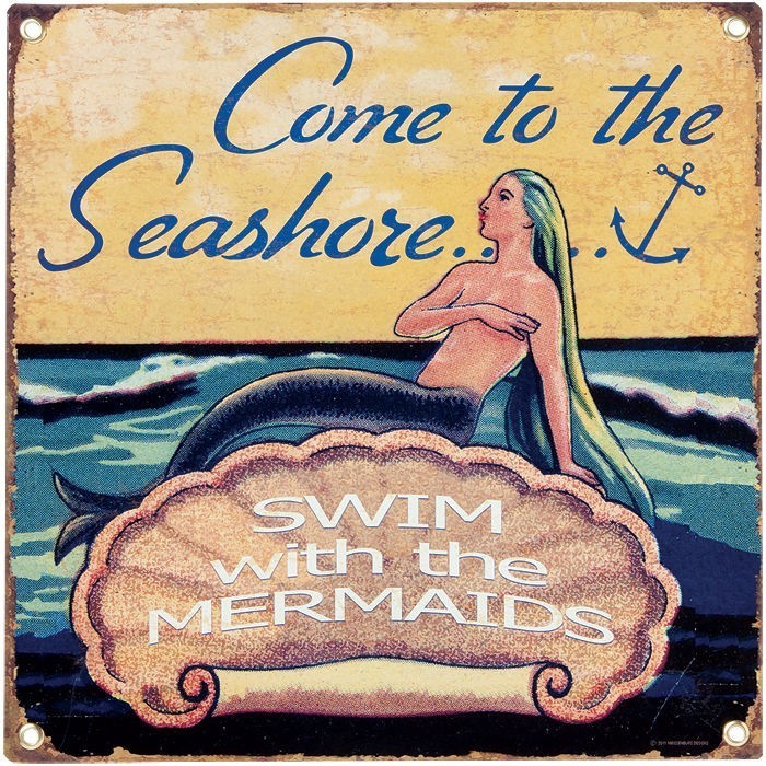 Mermaid Come to Seashore Sea Ocean Sign Meissenburg Big Sky Carvers 14"