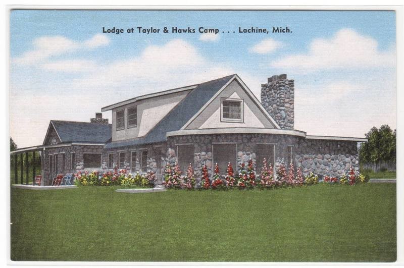 Taylor &amp; Hawks Camp Lachine Michigan linen postcard