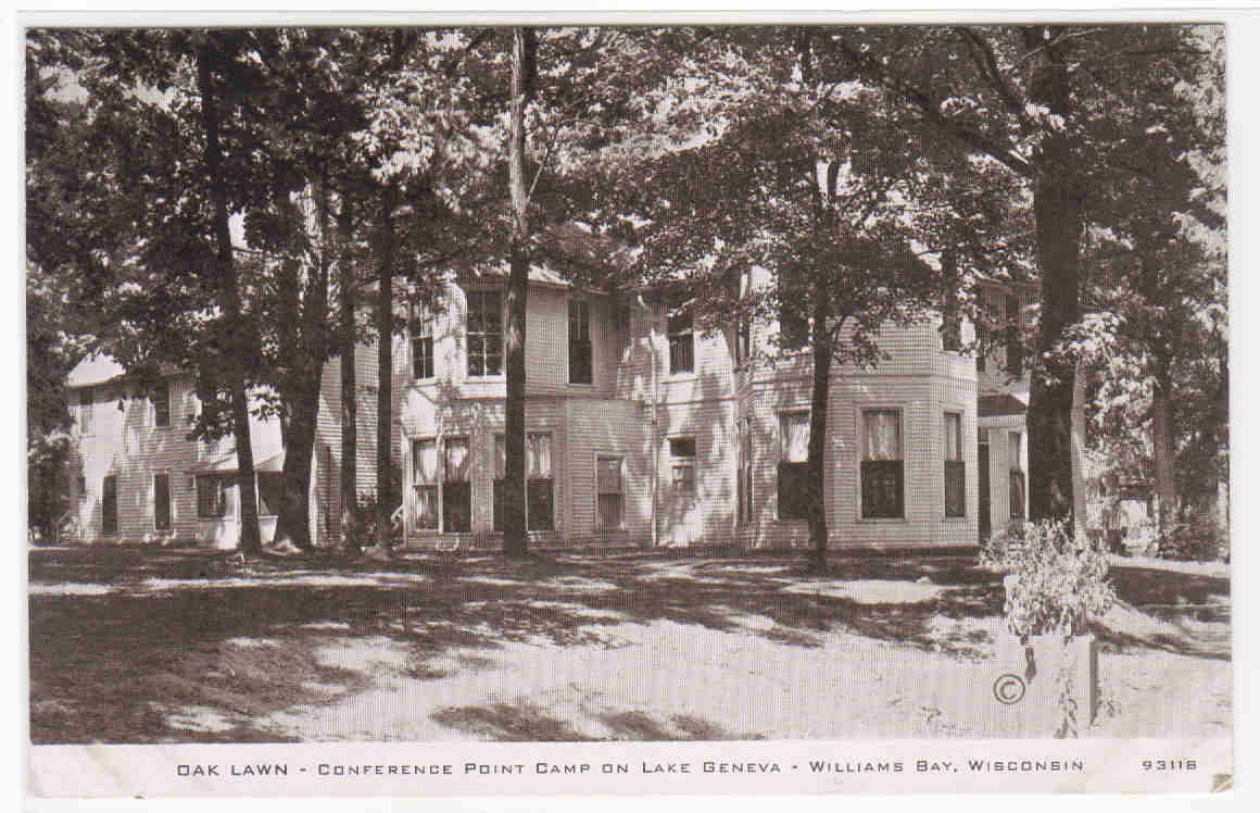Oak Lawn Conference Point Camp Williams Bay Lake Geneva Wisconsin postcard