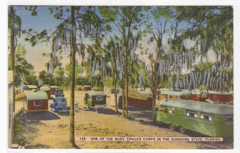 Trailer Camp Park Florida linen #2 postcard