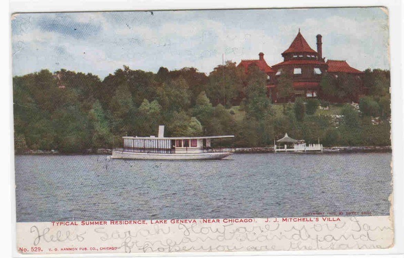 Mitchell Villa Summer Home Lake Geneva Wisconsin 1907 postcard