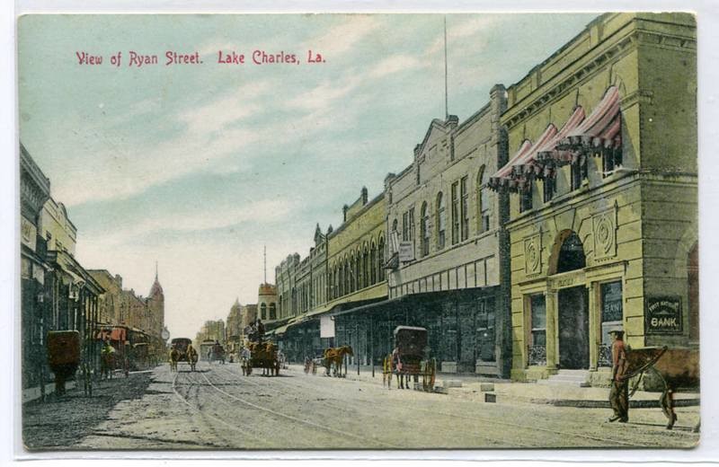 Ryan Street Scene Lake Charles Louisiana 1909 postcard