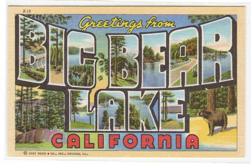 Big Bear Lake California Large Letter Linen postcard