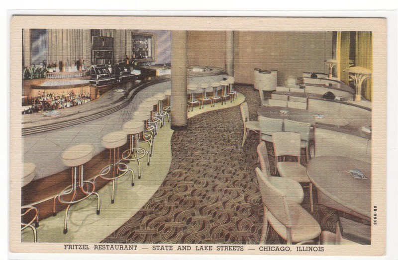 Fritzel Restaurant State &amp; Lake Chicago Illinois linen postcard