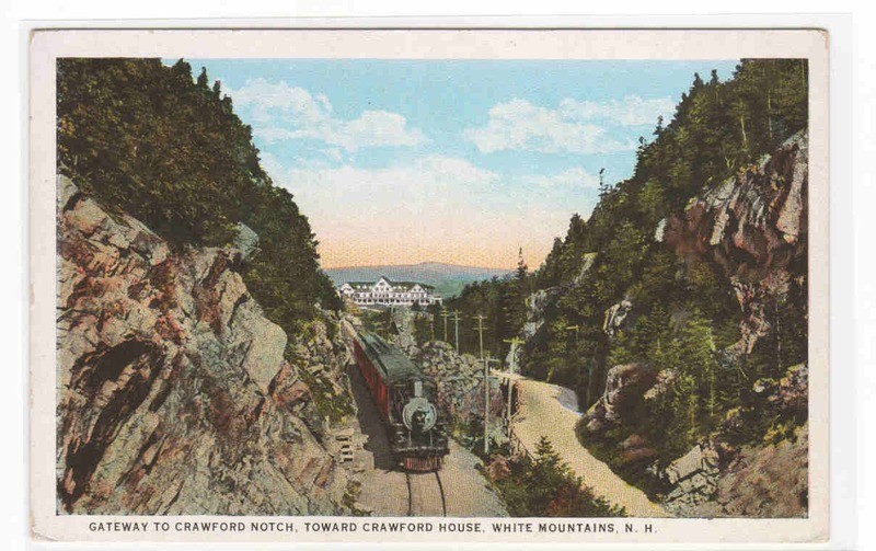 Railroad Train Gateway Crawford Notch White Mountains New Hampshire 1920s postcard