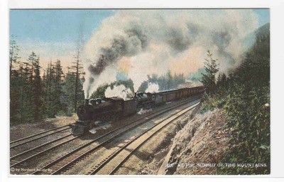 Northern Pacific Railroad Train Mountain Summit 1910c postcard