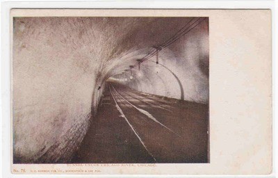 Subway Tunnel Under Chicago River Illinois 1905c postcard