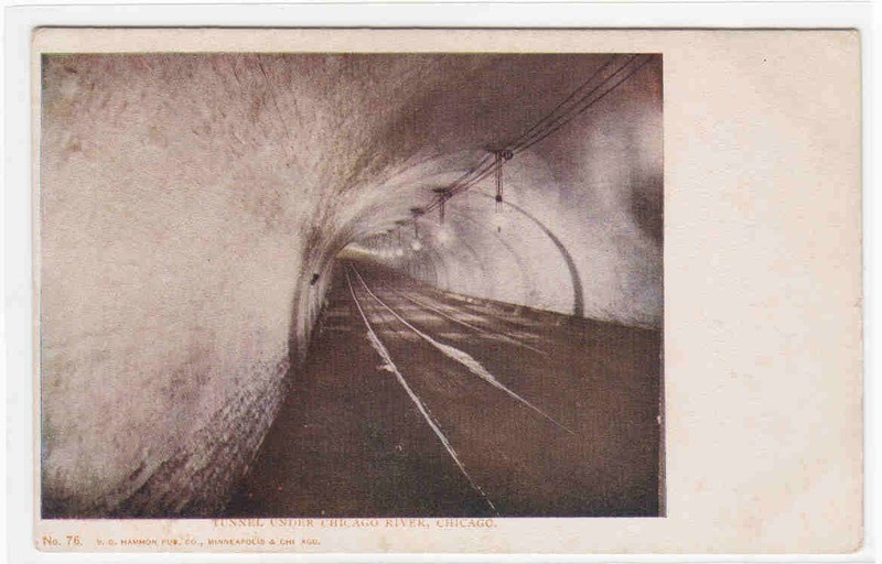 Subway Tunnel Under Chicago River Illinois 1905c postcard