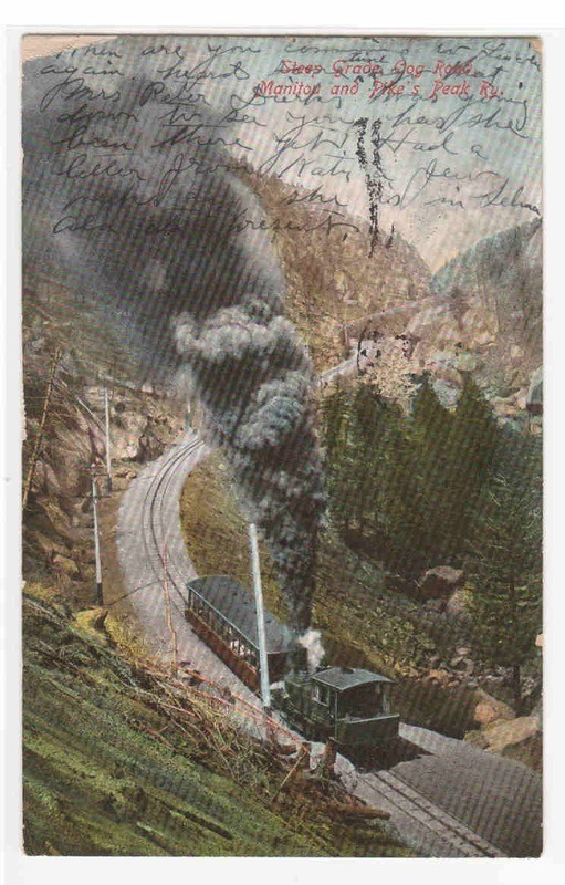 Incline Railroad Manitou Pikes Peak Railway Colorado 1909 postcard