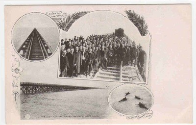 Great Salt Lake Lucin Cut Railroad Track Utah 1910c Albertype postcard