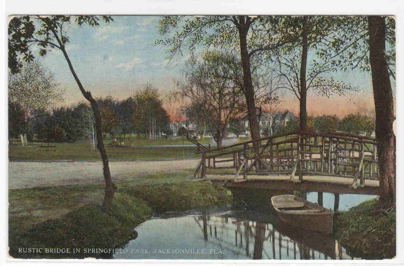 Rustic Bridge Springfield Park Jacksonville Florida 1910c postcard