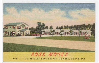 Rose Motel Homestead Florida US Highway 1 linen postcard