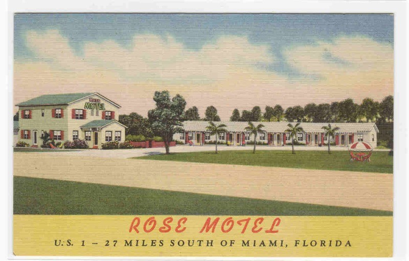 Rose Motel Homestead Florida US Highway 1 linen postcard