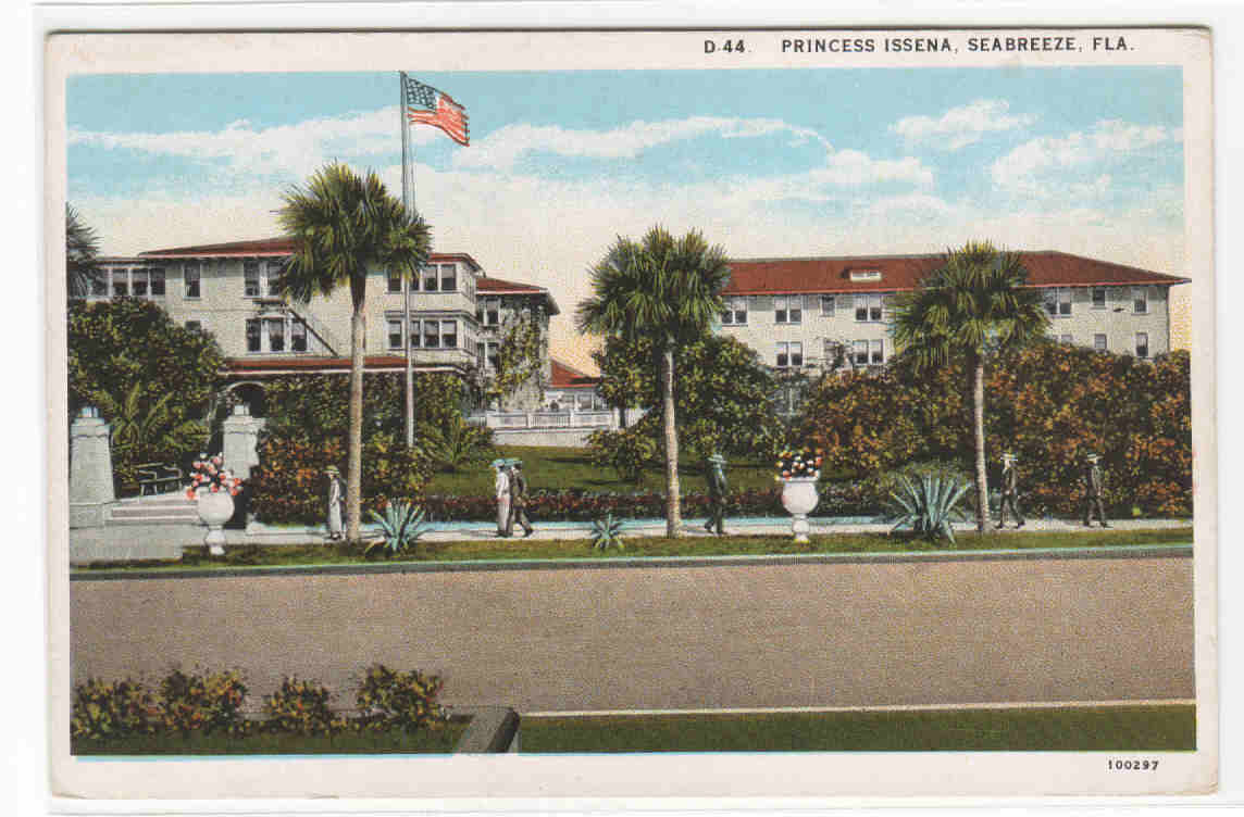 Princess Issena Hotel Seabreeze Florida 1920c postcard