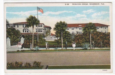 Princess Issena Hotel Seabreeze Florida 1920c postcard