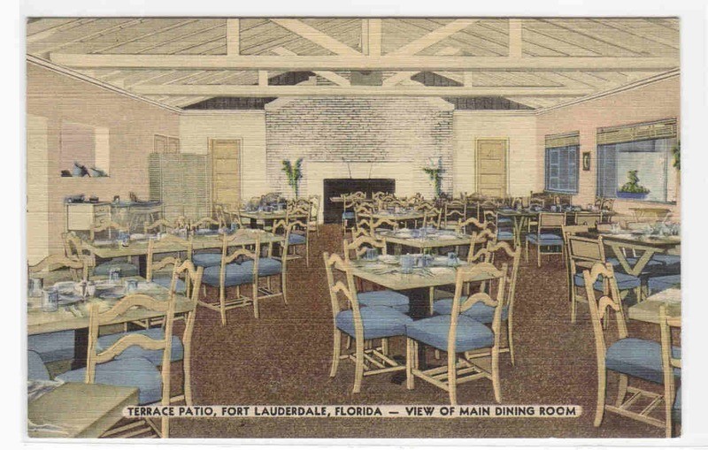 Main Dining Room Terrace Restaurant Fort Lauderdale Florida linen postcard