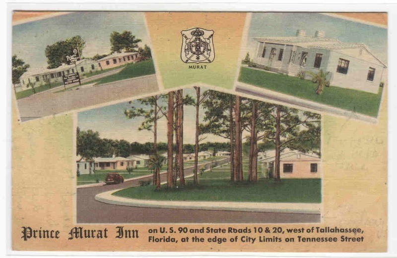 Prince Murat Inn Motel US 90 Tallahassee Florida linen postcard