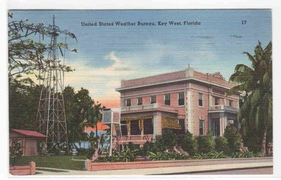 US Weather Bureau Station Key West Florida 1938 linen postcard
