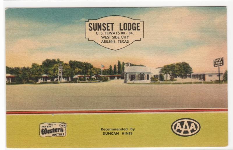Sunset Lodge US 80 84 Abilene Texas linen postcard