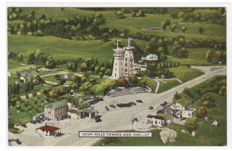 Irish Hills Towers and Inn Michigan linen postcard