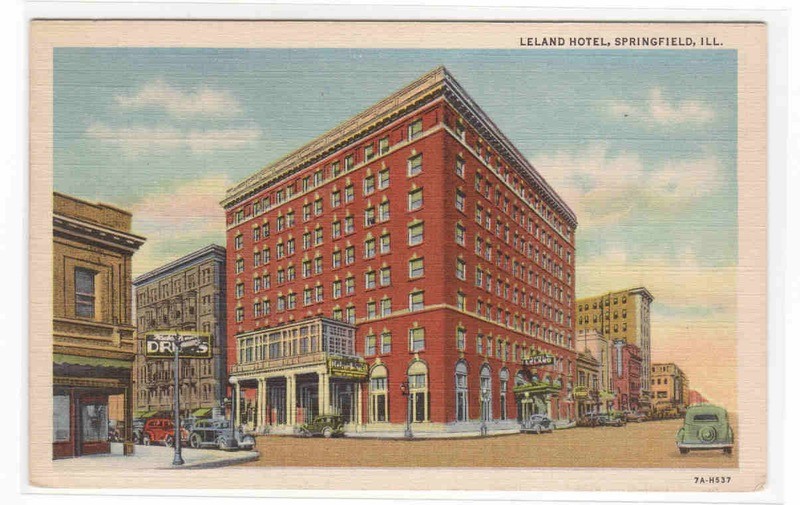 Leland Hotel Springfield Illinois linen postcard