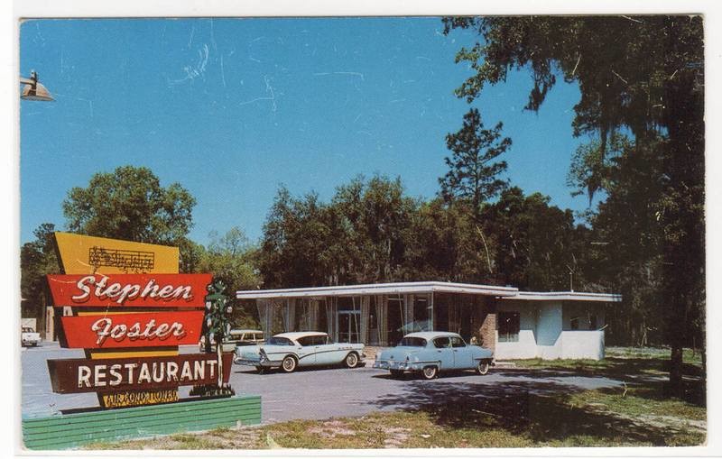 Stephen Foster Restaurant Cars US 19 98 Fannin Springs Florida postcard