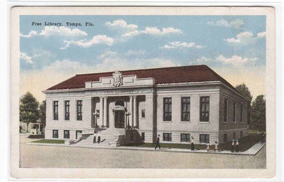 Free Library Tampa Florida 1920c postcard