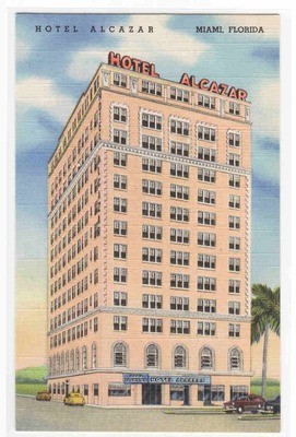 Hotel Alcazar Miami Florida linen postcard