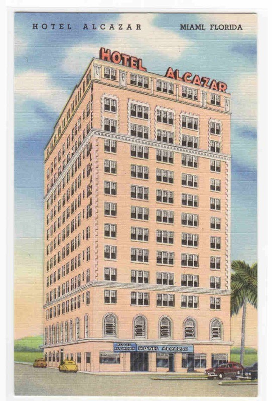 Hotel Alcazar Miami Florida linen postcard