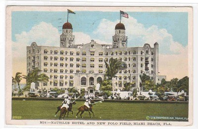 Polo Game Nautilus Hotel Miami Beach Florida 1934 postcard