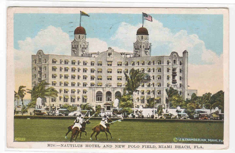 Polo Game Nautilus Hotel Miami Beach Florida 1934 postcard