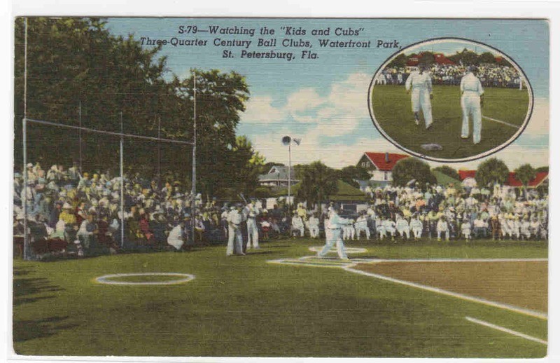 Kids and Cubs Baseball Game St Petersburg Florida linen postcard