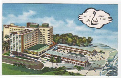 Hotel Di Lido Miami Beach Florida linen postcard