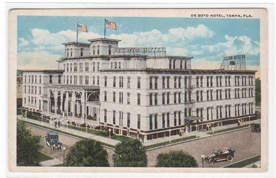 De Soto Hotel Tampa Florida 1920c postcard
