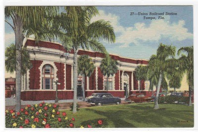 Union Railroad Station Depot Tampa Florida linen postcard