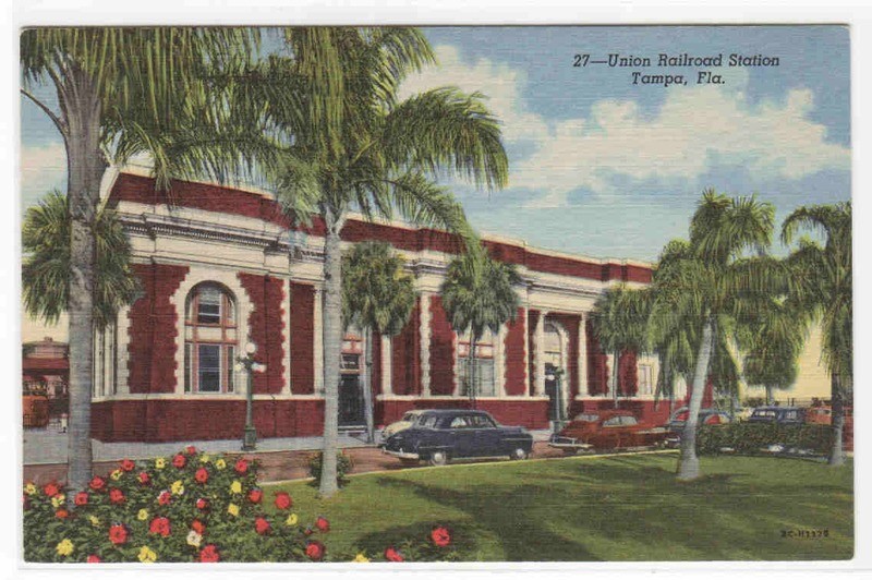 Union Railroad Station Depot Tampa Florida linen postcard