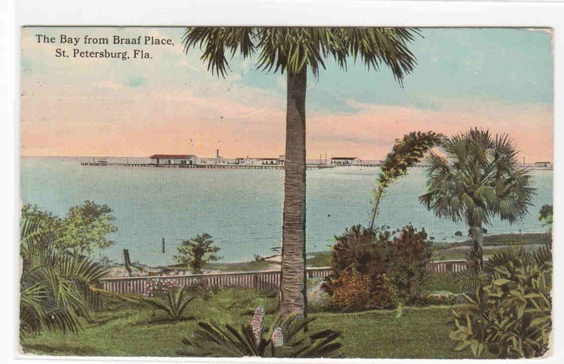 The Bay from Braaf Residence St Petersburg Florida 1913 postcard
