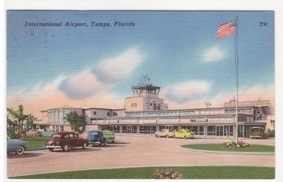 Tampa International Airport Florida 1963 linen postcard