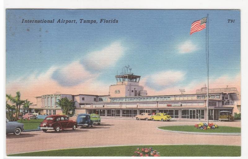 Tampa International Airport Florida 1963 linen postcard