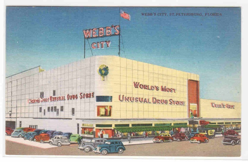 Webb’s City Drug Store St Petersburg Florida linen postcard