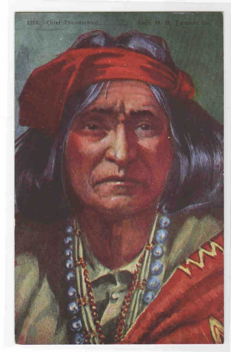 Chief Thunderbird Navajo Native American Indian postcard
