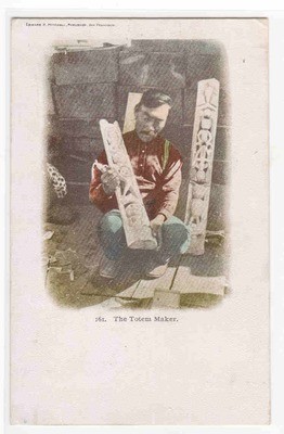 Totem Maker Native American Indian 1905c postcard