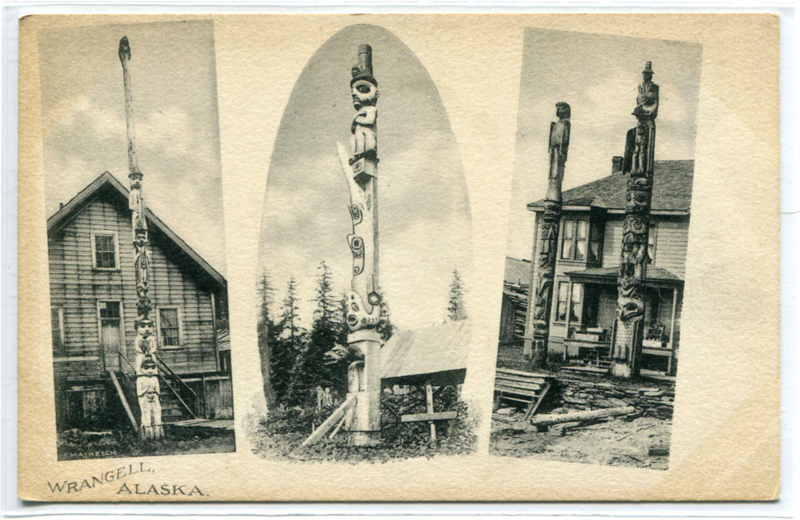 Totem Poles Native American Indian Wrangell Alaska 1907c postcard