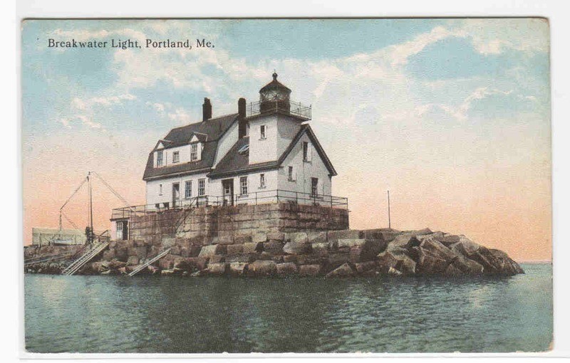 Breakwater Lighthouse Portland Maine 1910c postcard