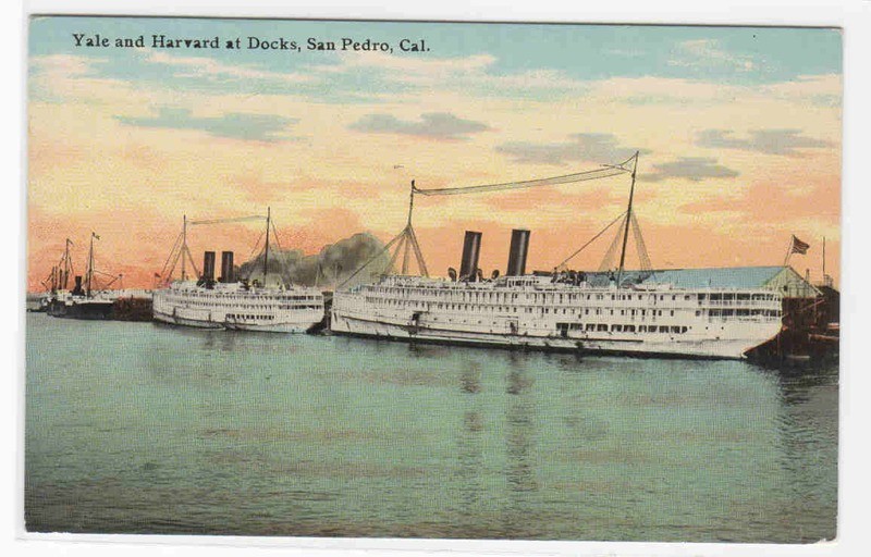 Steamers Yale &amp; Harvard San Pedro Los Angeles California 1910s postcard