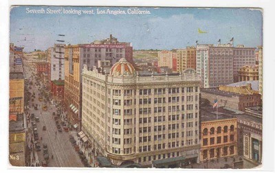 Seventh Street Panorama Los Angeles California 1928 postcard