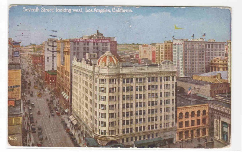 Seventh Street Panorama Los Angeles California 1928 postcard