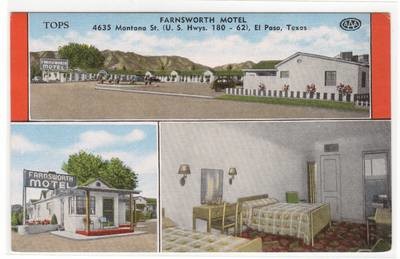 Farnsworth Motel US 180 62 El Paso TExas linen postcard