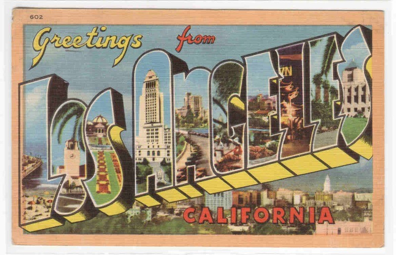 Greetings from Los Angeles California Large Letter Linen postcard