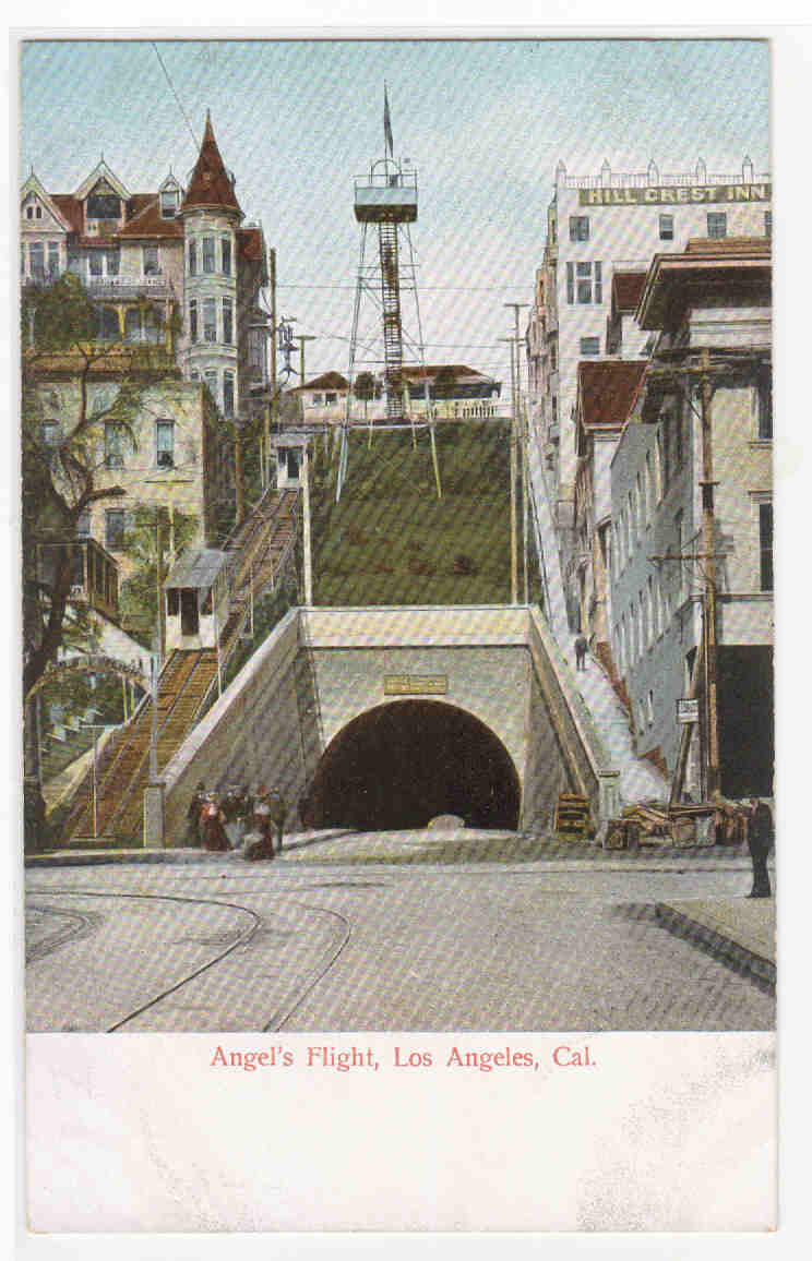 Angels Flight Incline Railway Los Angeles California 1910c postcard